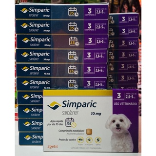 SIMPARIC ANTIPULGAS 10 MG 2,6-5 Kg COMBO C/ 3 COMPRIMIDOS