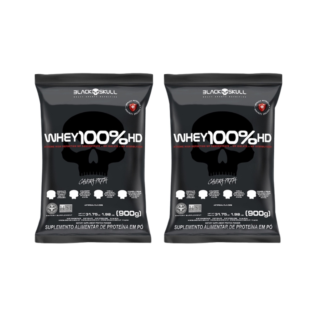 Kit 2 Whey 100% Concentrado HD Refil Blackskull