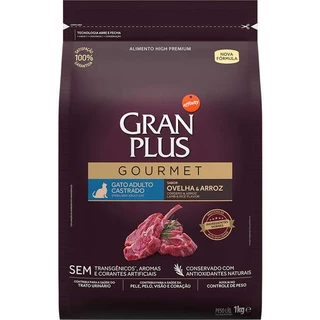 Ração GranPlus Gourmet Ovelha & Arroz para Gatos Castrados 1kg