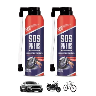 Inflador Reparador Instantâneo Tapa Furo Veda E Enche Pneus Para Moto Carro Bicicleta kit 2