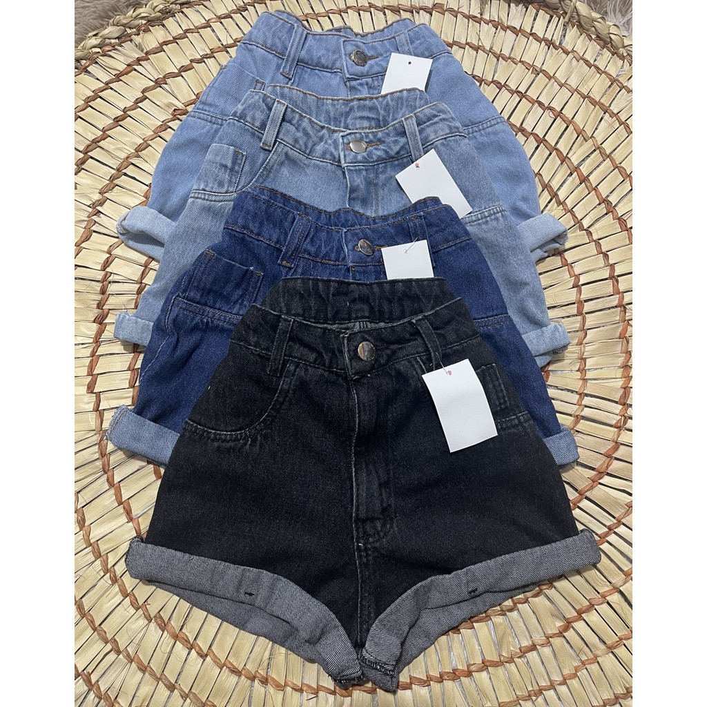 Shorts mom jeans sem cinto/com cinto