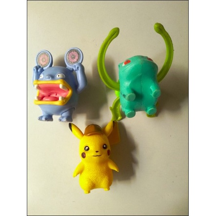 Kit 3 Pokémon Colecionáveis Burger King 2019 - Detetive Pikachu / Pikachu / Bulbassauro / Loudred