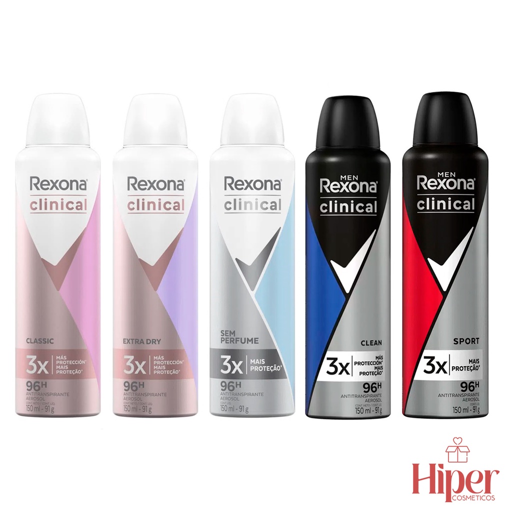 Rexona Clinical Desodorante Antitranspirante Aerossol - 150ml | Shopee ...