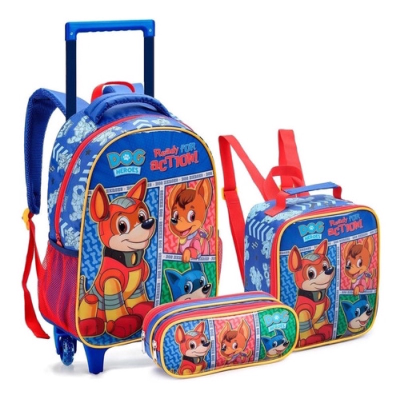 Kit Mochila Escolar Infantil Menino Rodinha Lancheira Estojo | Shopee ...