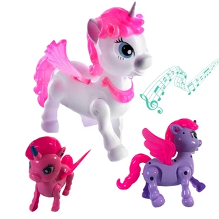 Unicórnio de Brinquedo com Luz e Som - Anda Sozinho - Várias Cores