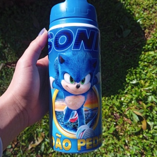 Garrafa Squeeze Gamer Desenho Sonic Escolar com Nome