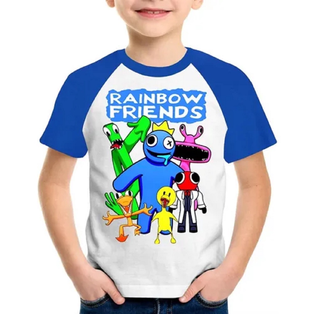 Camiseta Infantil Babão Rainbow Friends Blue Turma Roblox Juvenil