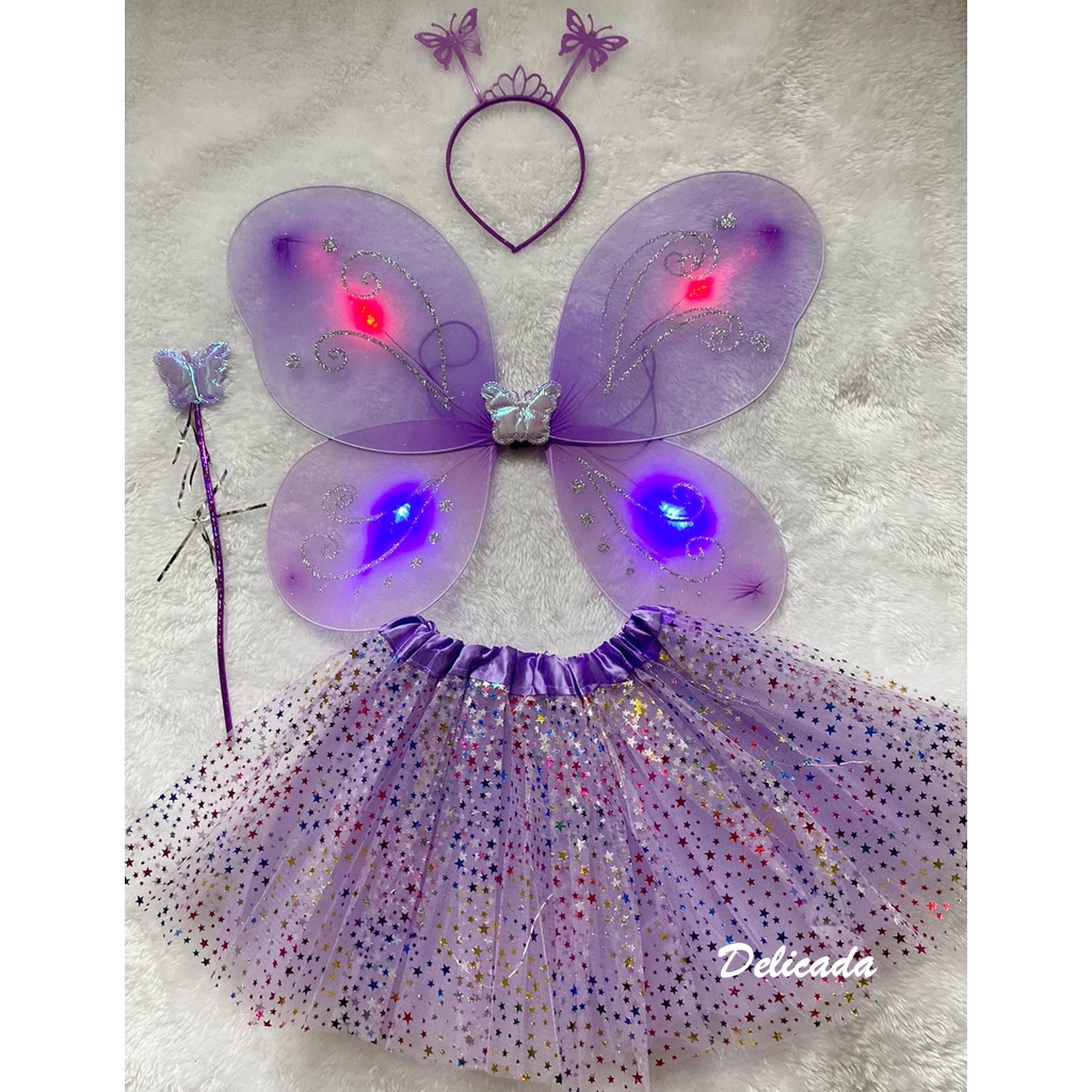 Kit Fantasia Carnaval - Borboleta - Tiara Led - Roxo - Mod:638