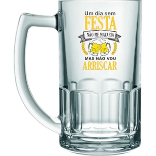 Caneca Chopp Vidro Cerveja Um Dia Sem festa 340 mL