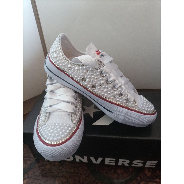 Tenis com perola e hot sale strass