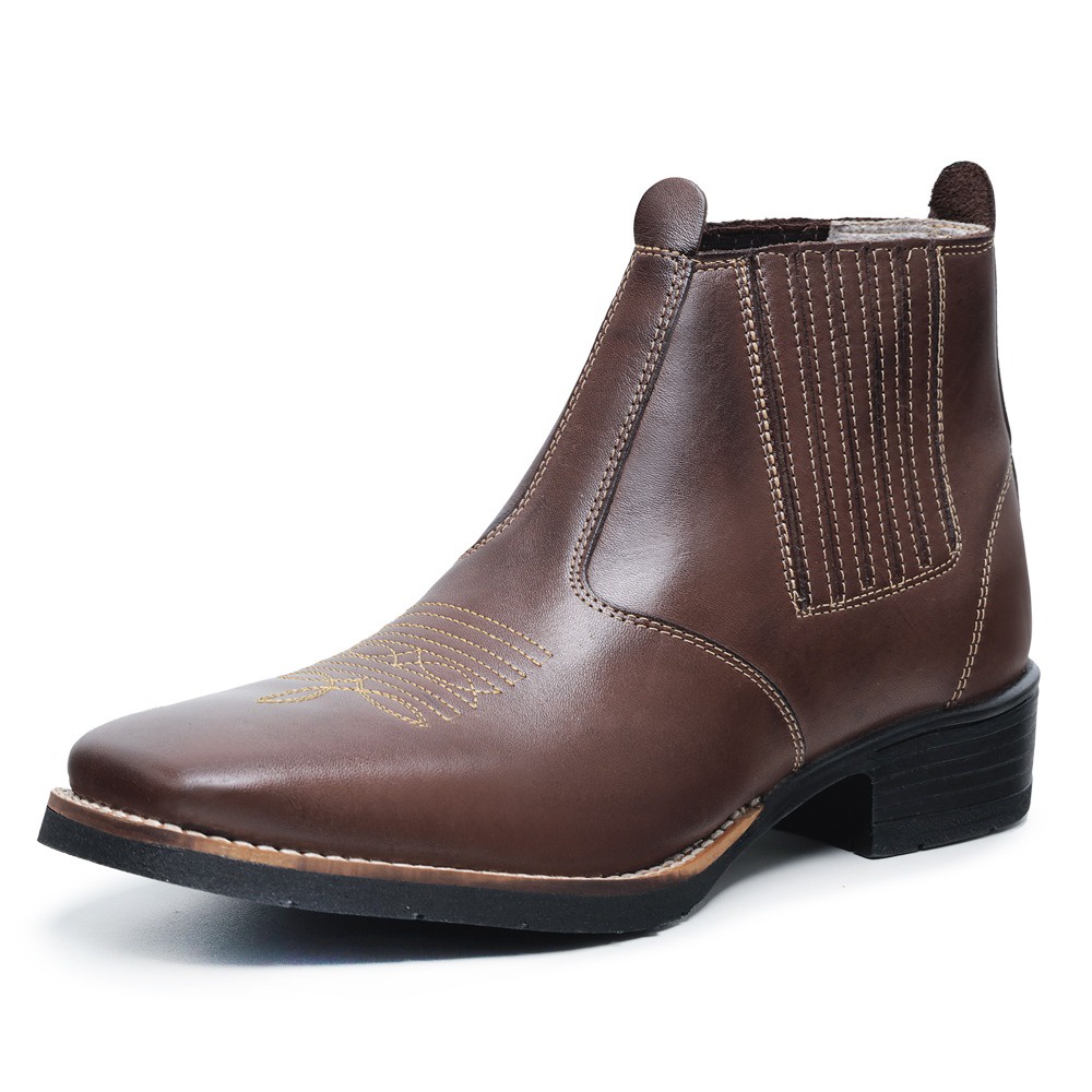 Bota Botina Country Texana Masculina Couro Legitimo Botina Bico ...