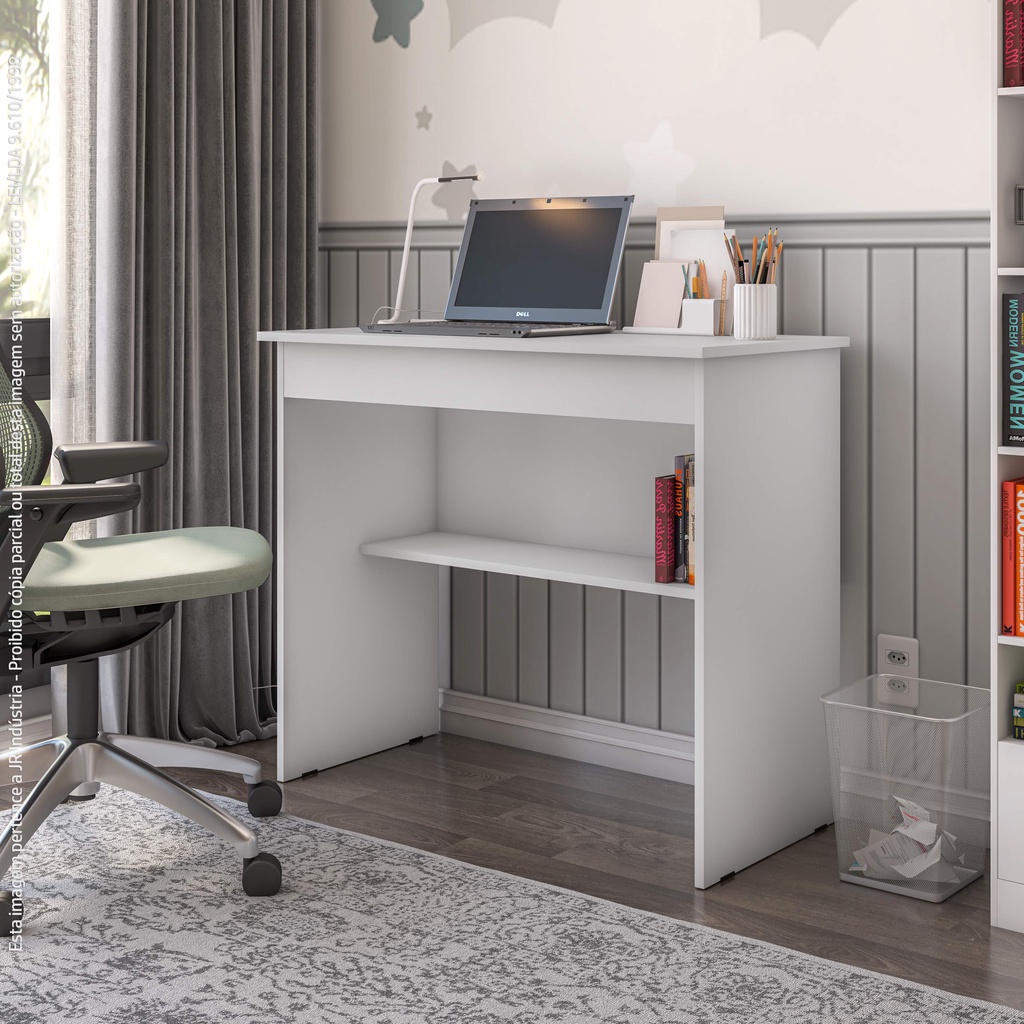 Escrivaninha Para Quarto Pequena com Prateleira e Gaveta Vitoria - Várias Cores