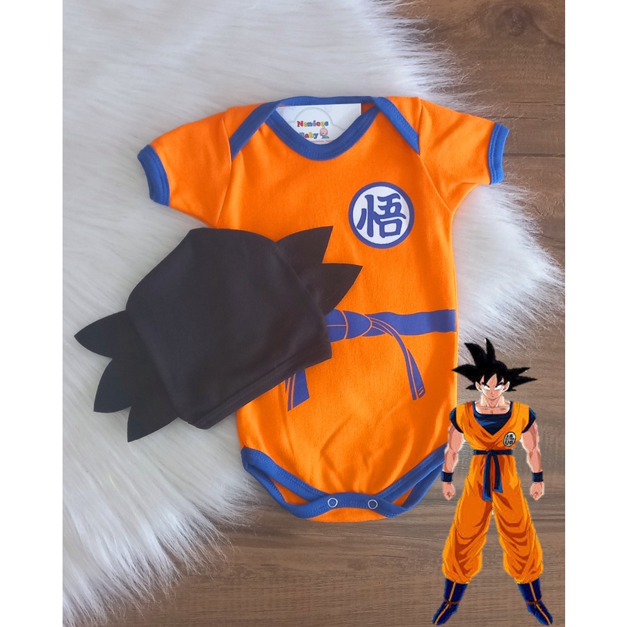 Body Bebe Goku Body + Touca Dragonball Mesversario Temático Shopee Brasil