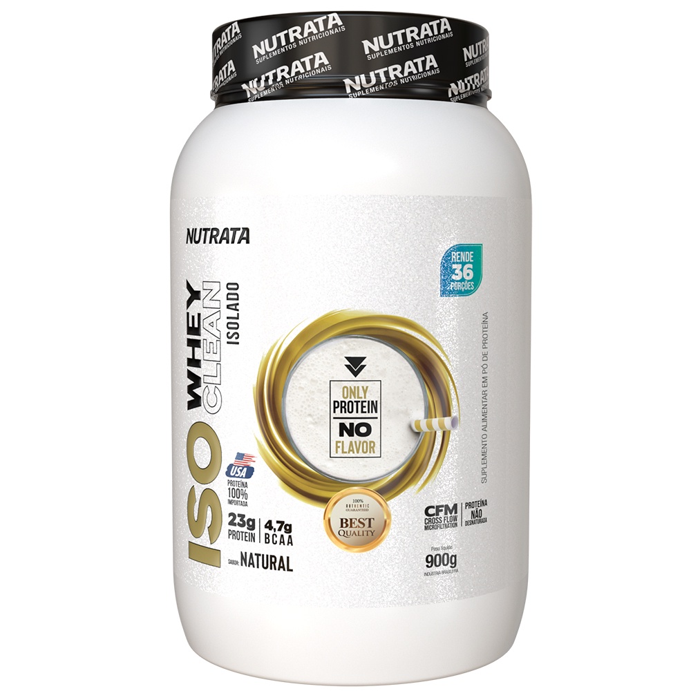 Iso Clean Whey Protein Isolado 900g – Natural Sem Sabor – Nutrata