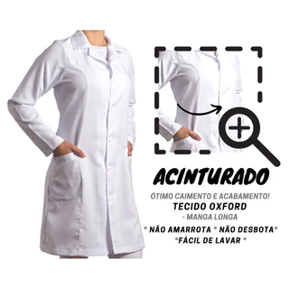 JALECO FL Feminino Acinturado manga longa oxford melhor preço blusa casaco bata branco preto rosa