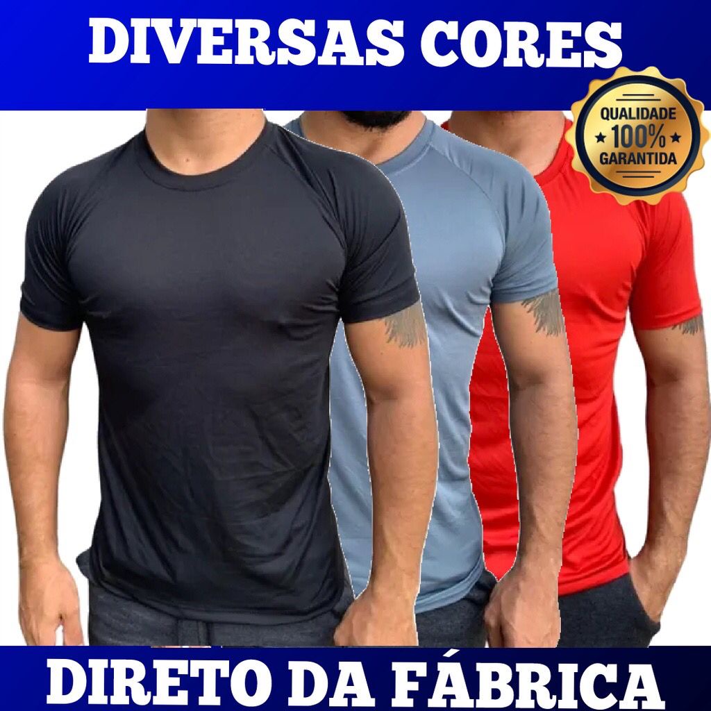 Camiseta Academia Treino Esportes Dry Fit Masculina Lisa