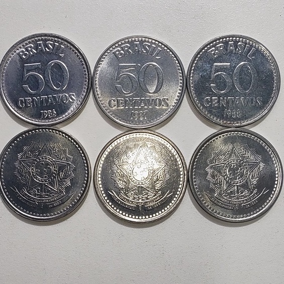 Moedas de 50 Centavos 1986,1987,1988 (Série Cruzados)