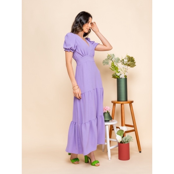 Vestido longo lilás tamanho M vestido 3 marias | Shopee Brasil