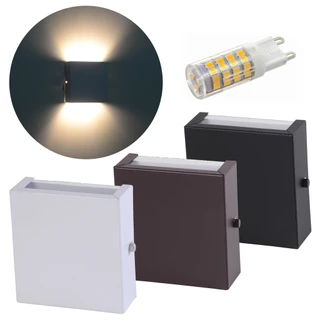 Arandela Slim 2 Fachos + Lâmpada LED G9 5w - Alumínio Vidro Externa Muro Parede - T&T Iluminação