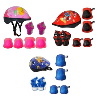 Kit Infantil Capacete Bicicleta Joelheira Cotoveleiras Proteção Bike Patins Skate Cores Variadas