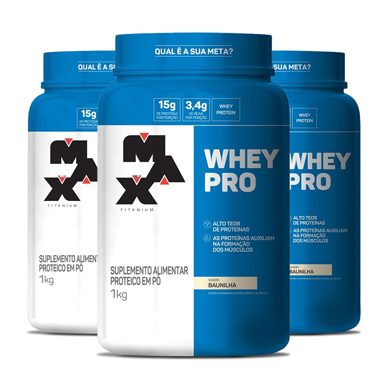 Kit 03x Whey Pro Maxtitanium 1kg