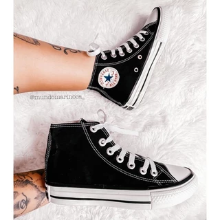Bota all star tradicional varias cores preto branco botinha cano medio feminino