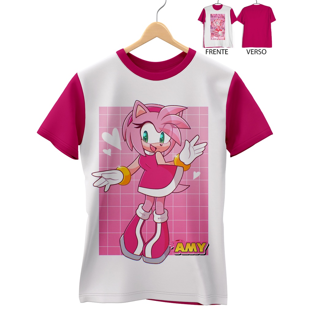 Camiseta Raglan infantil Amy Sonic Rosa - Calor desenho sonic camiseta do  personagem sonic rosa