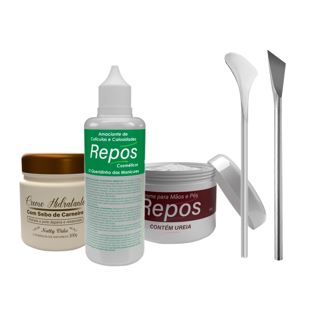 Kit Spa dos Pés Repos + Creme Hidratante Sebo de Carneiro + Bisturi 222 ...