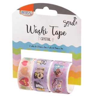 Fita Adesiva Washi Tape Cristal Roxo 10mmx3m C/3 Brw em Oferta na Shopee