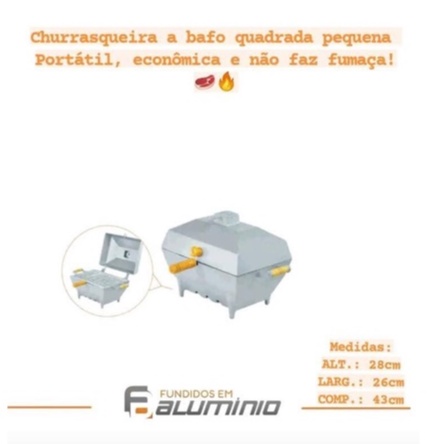 Churrasqueira a Bafo em Alumínio Quadrada Pequena