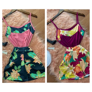 Kit 2 Conjuntos Feminino Blusa e Short M G GG e Plus - Luxo no Verão