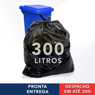 Saco De Lixo Preto 300L Grande Reforçado 117x135cm 6 Micras Resistente Grosso Com 100 unidades - Dnac