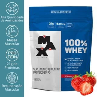 100% WHEY 900G REFIL - MAX TITANIUM