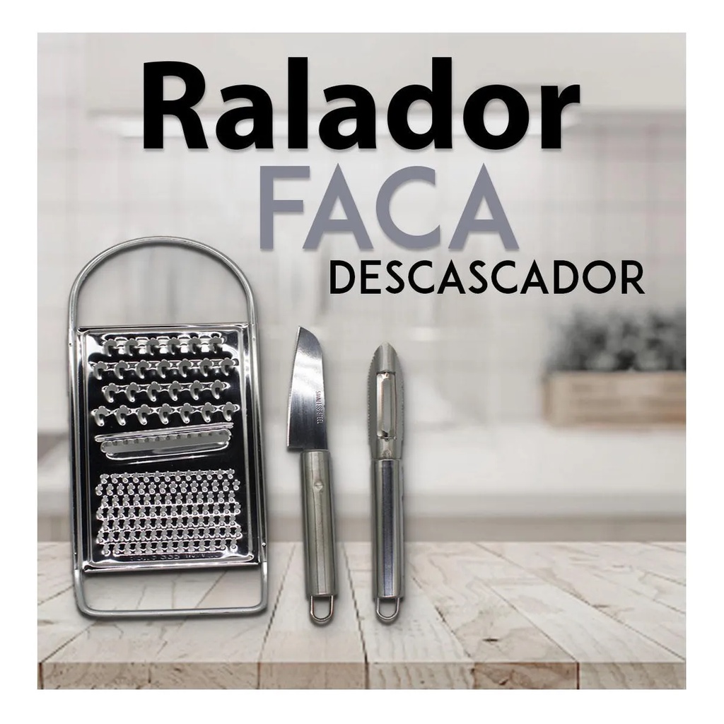 Faca Ralador E Descascador Jg Cozinha 3pc Inox | Shopee Brasil