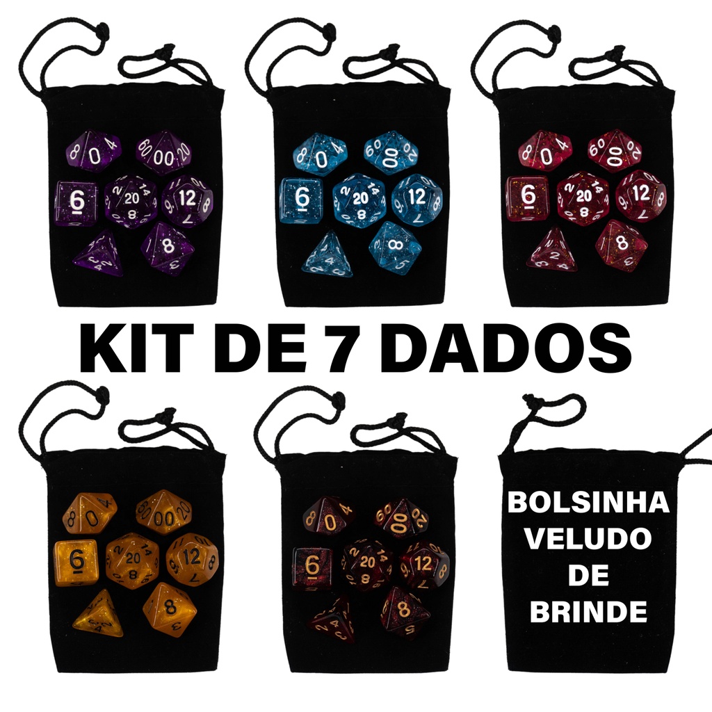 DollaTek Set di Dadi DND Trasparenti in Resina di Lusso Dadi poliedrici Dadi Rpg dados rol D4 D6 D8 D10 D12 D20 Set di Dadi - Blu Chiaro