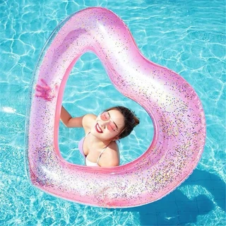 Boias brilhosas CORAÇÃO, ESTRELA, c/ Transparência 90cm e 115cm p/ Piscina, Praia - Diversão em Familia
