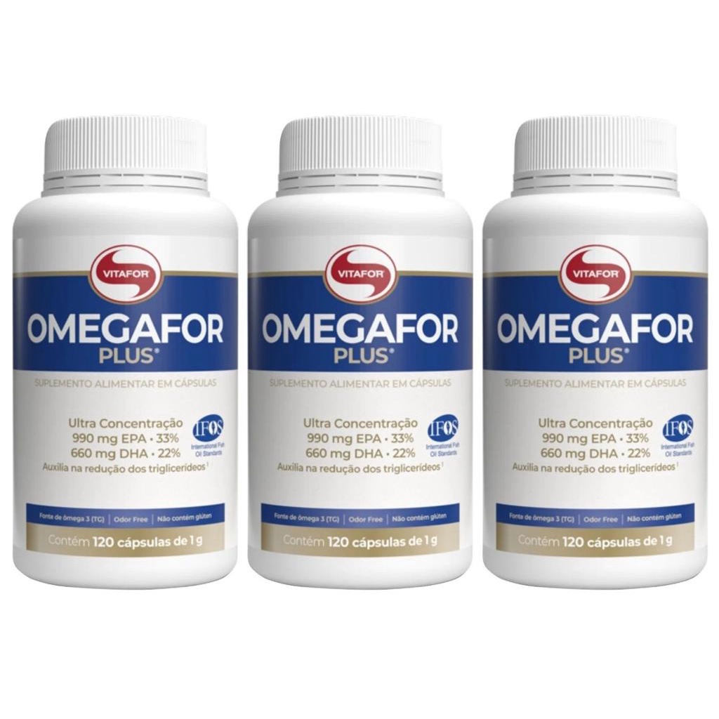 Kit 3x Omegafor Plus 120 Caps Vitafor Omega 3 Selo IFOS Shopee Brasil