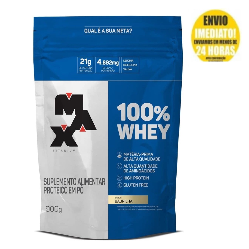 Whey Protein 100% Concentrado 900g – Max Titanium