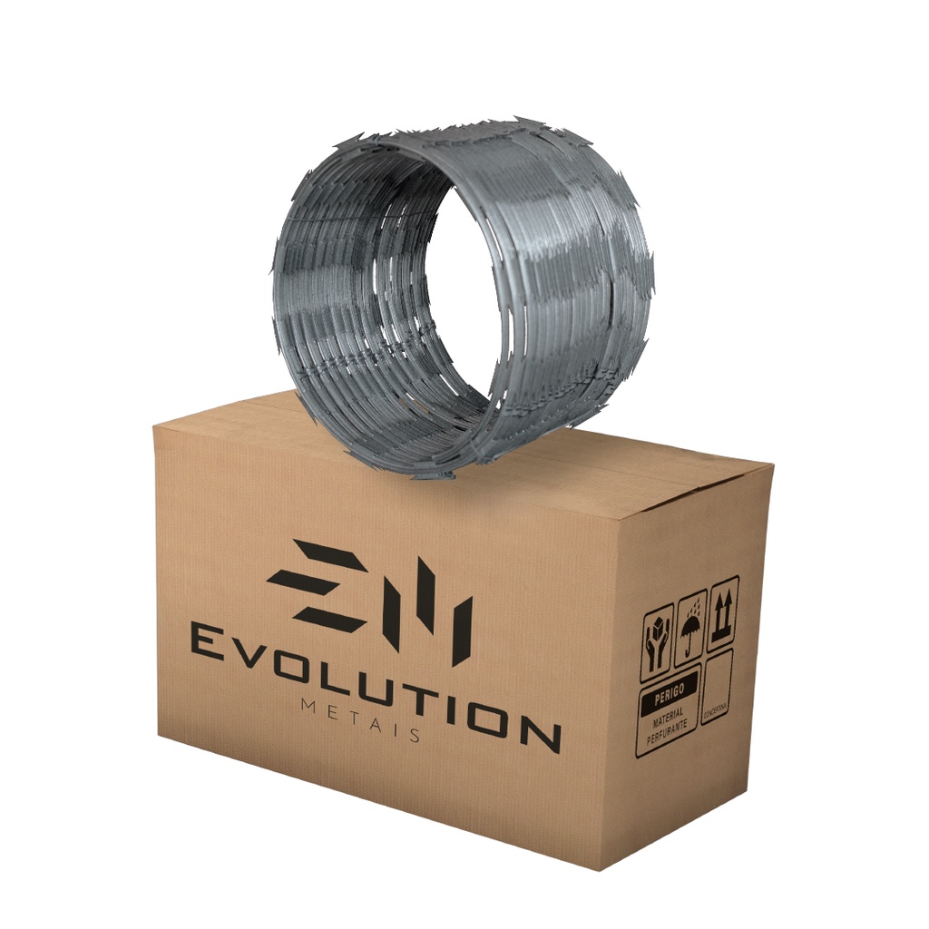 Concertina de Arame Galvanizada P/Muro Dupla Clipada 45 Cm 5 Mts