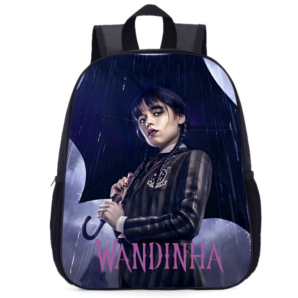 Mochila Serie Wandinha adolescentes viagens, bolsa escolar meninos e meninas 03