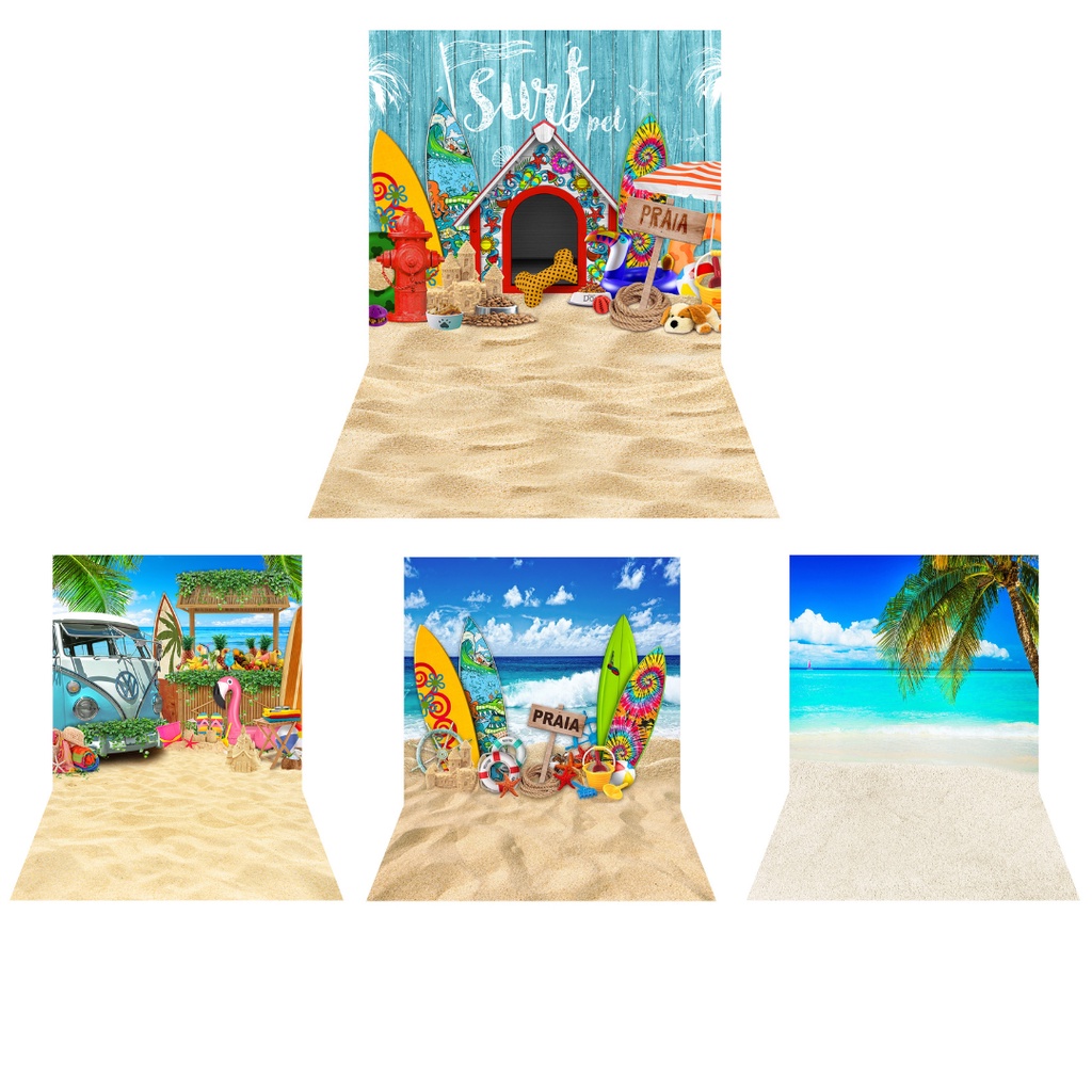 Fundos Fotograficos Tecido Newborn 3D Praia Verão 1,20x1,50