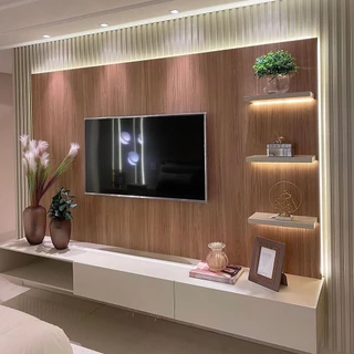 10 Placas 3d Painel Ripado Parede Revestimento PSAI 50 X 50cm 3D luxo Duradouro Resistente Ripa