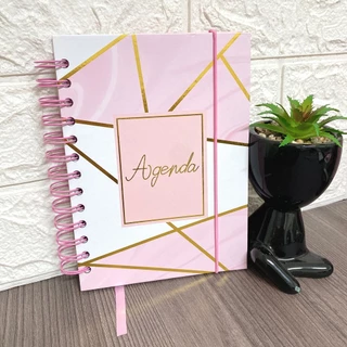 Agenda 160 Folhas Permanente 10X15cm Espiral Capa Dura Colorida Coração Liso Glitter