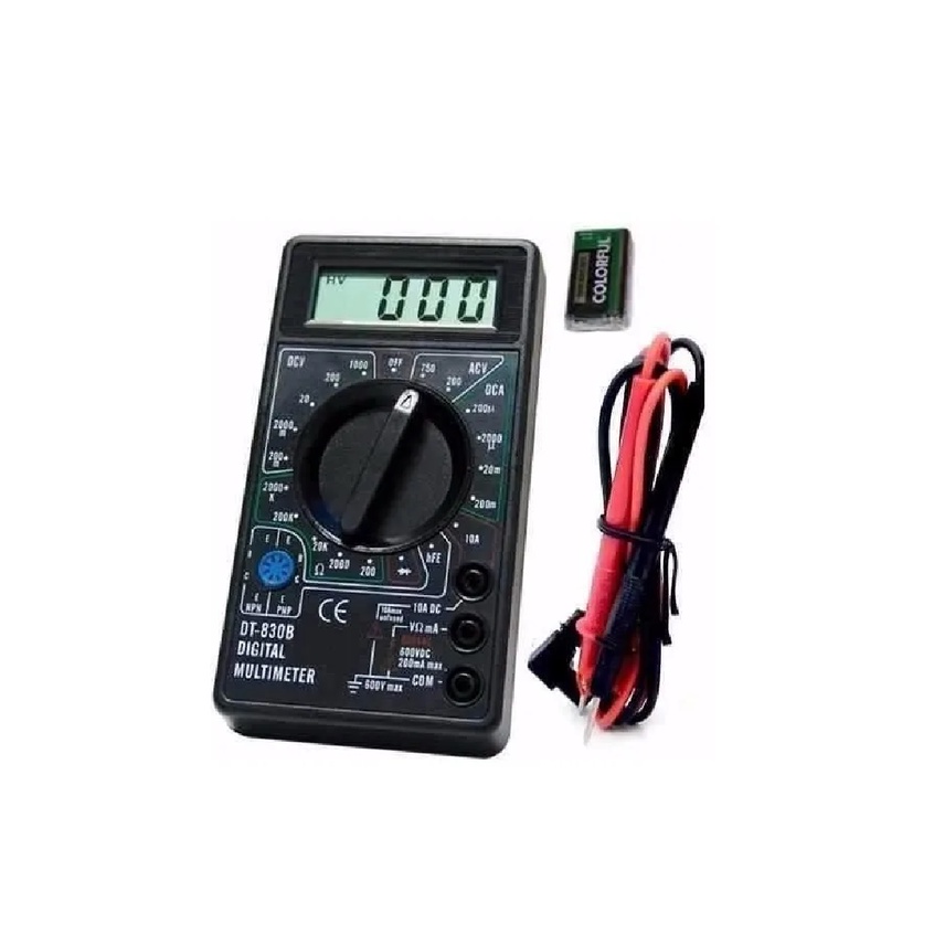 Multímetro Digital Dt830 Com Cabo De Multiteste E Bateria | Shopee Brasil