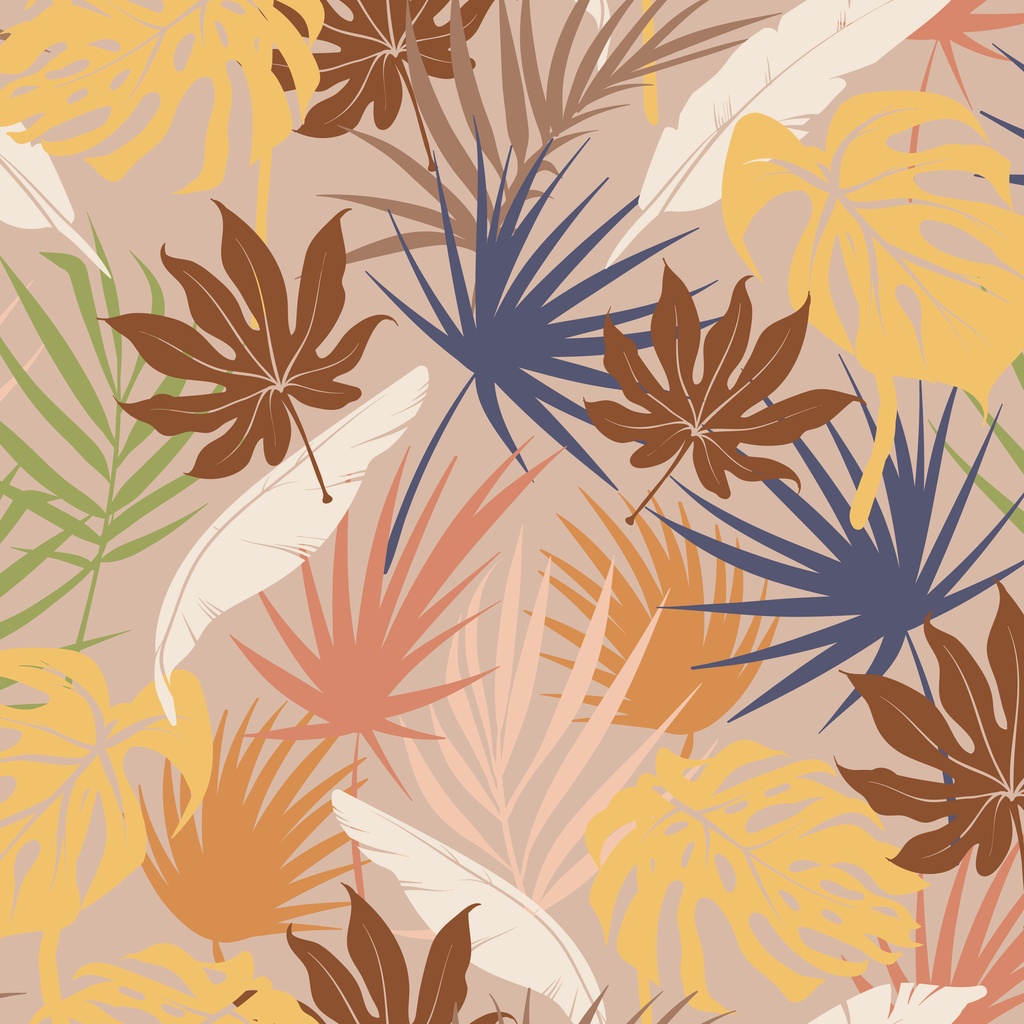 Papel de parede Autoadesivo Quarto Folhagem Colorida Abastrato Com Fundo Marrom Claro