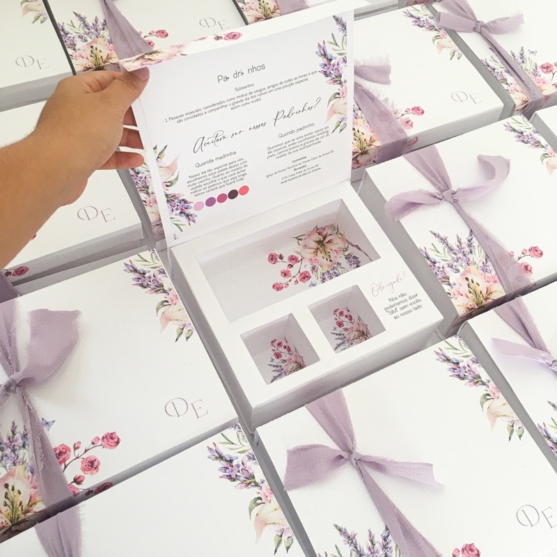 Caixa padrinhos de casamento lavanda