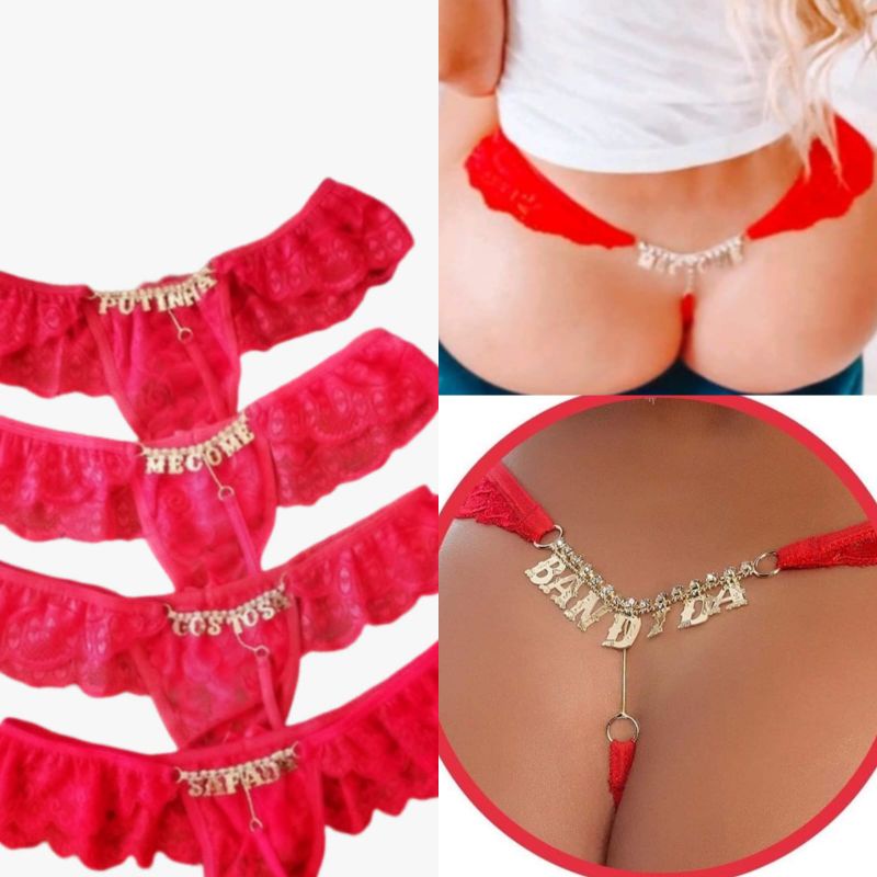 Tanga Fio Palavras Sexy Temática Amor Sex Ouro Sexo Shopee Brasil 5878