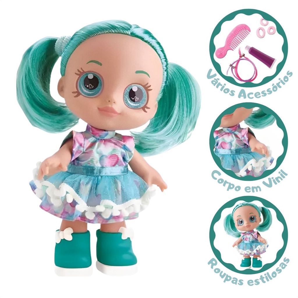 Boneca Rainbow Girls - Cabelo Colorido Verde Mint De Vinil