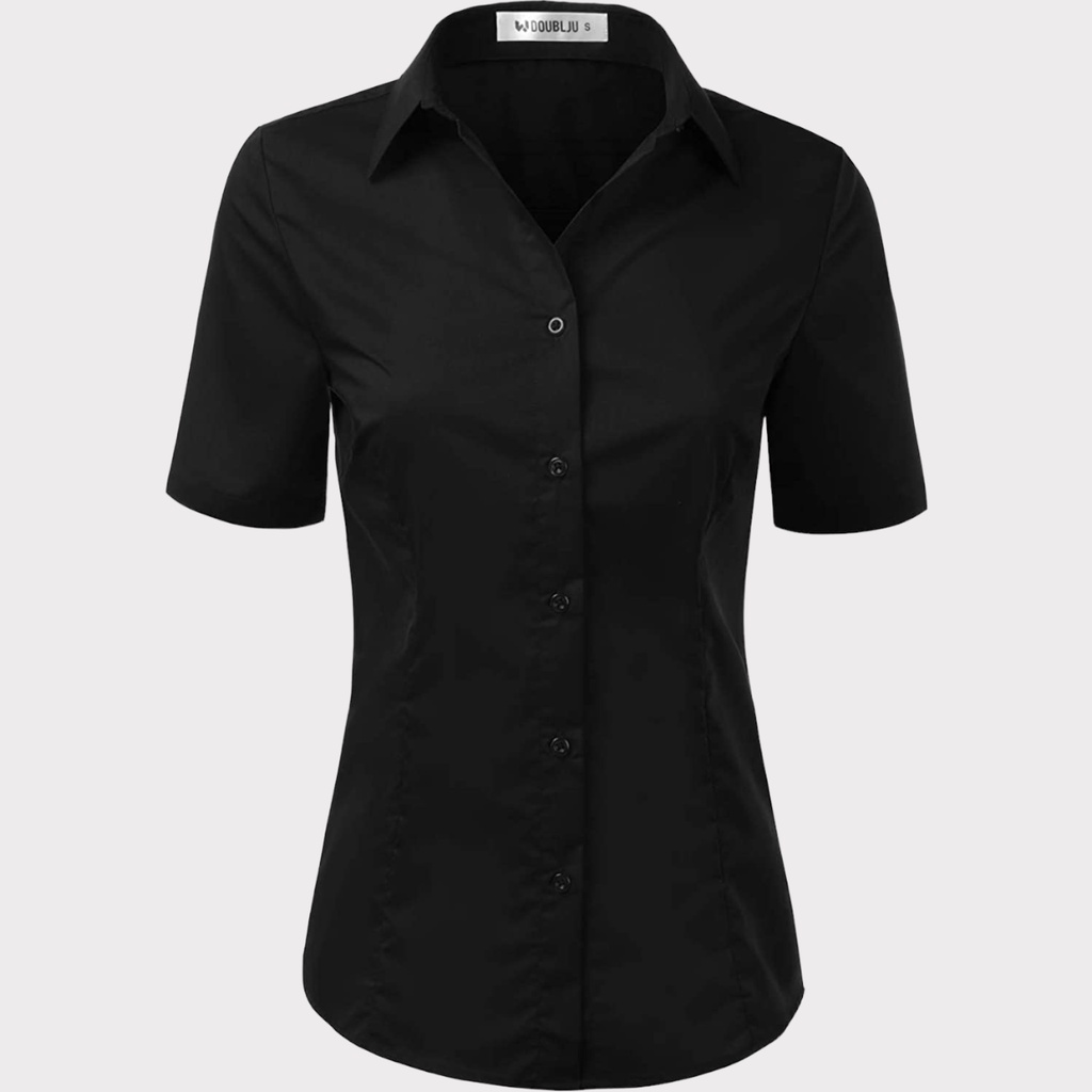 Camisa preta hot sale feminina manga curta