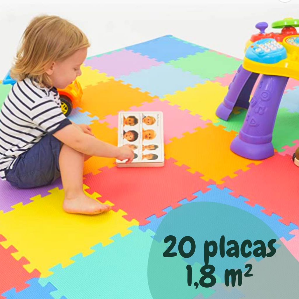Kit 20 Tapete Infantil Emborrachado Tatame Piso Chão em EVA 30x30x1cm ...